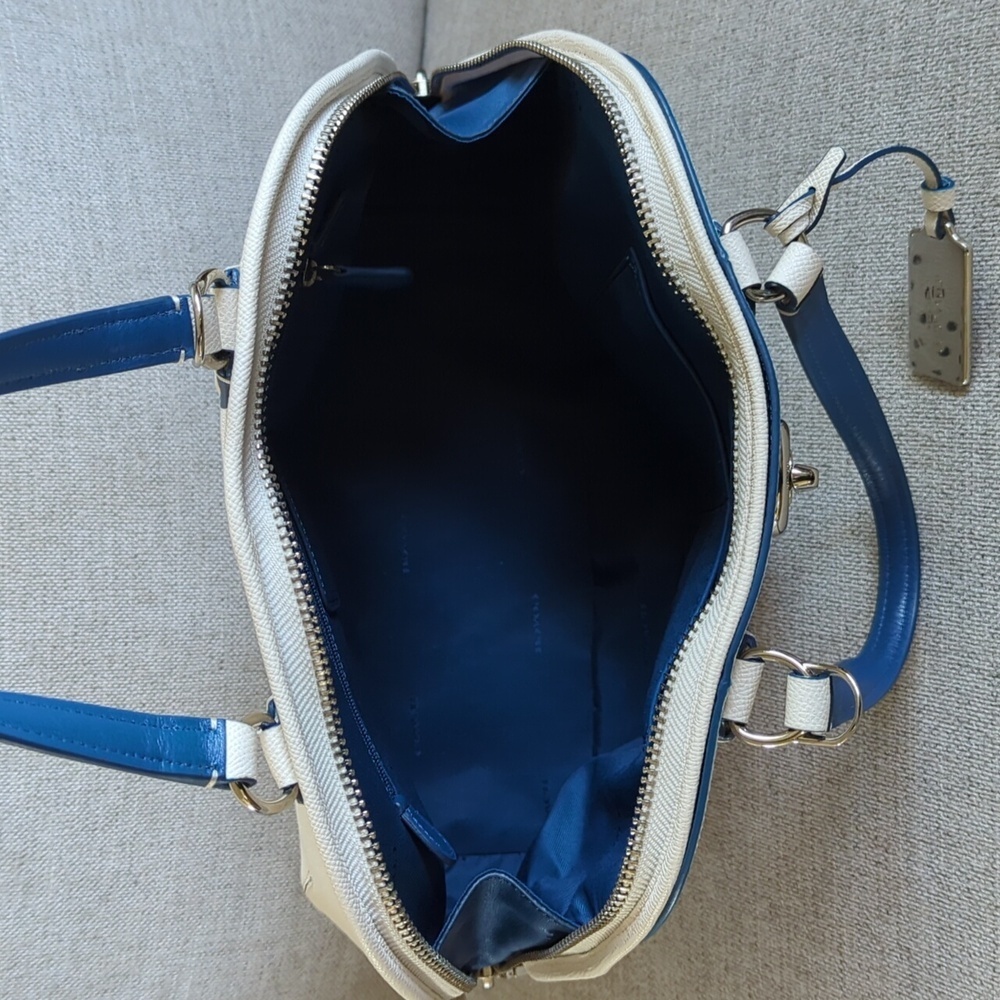Coach Large Leather Satchel White and Blue Doctor Bag Style Rare - Picture 6 of 6